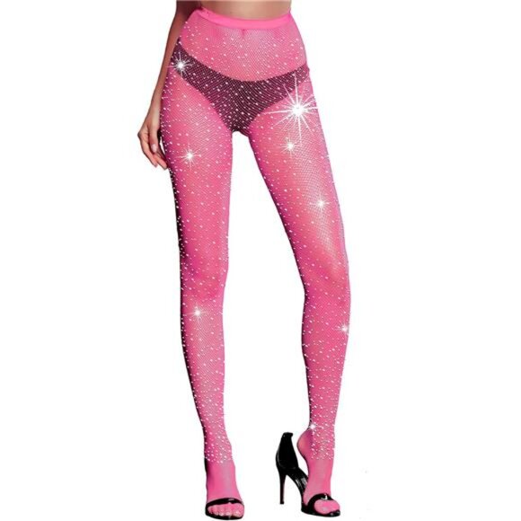 Sexy High Waist Tights Sparkle Rhinestone Violet - Picture 1 of 5